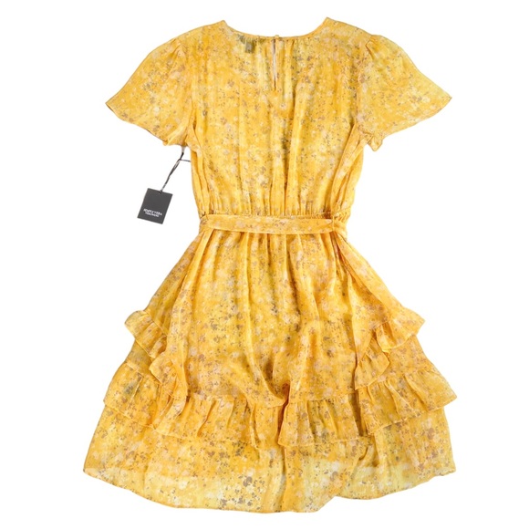 NEW Simply Vera Wang Dress Women’s Size Large Yellow Floral Midi Tiered Ruffles - Picture 3 of 10